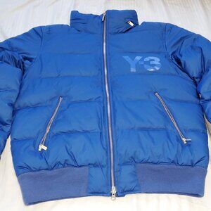 NEW Y-3 Blue Puffy Jacket Sz S w/ folding hood